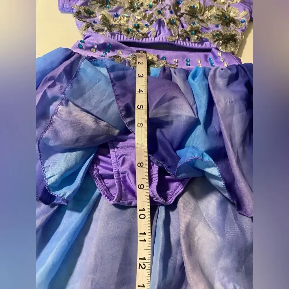 Glamour solo dance costume blue 2 piece lyrical skirt top 5443 LC child NEW